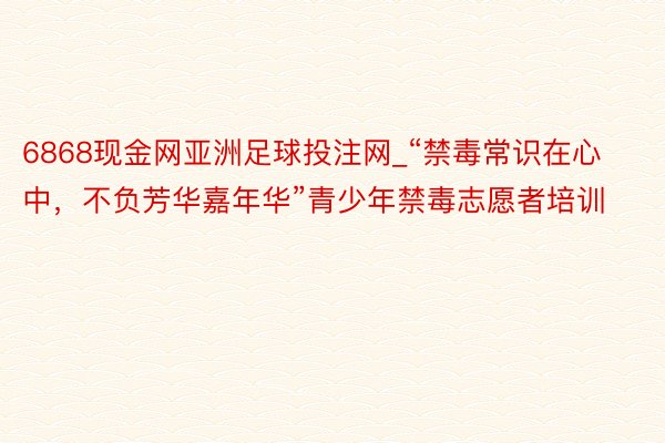 6868现金网亚洲足球投注网_“禁毒常识在心中，不负芳华嘉年华”青少年禁毒志愿者培训