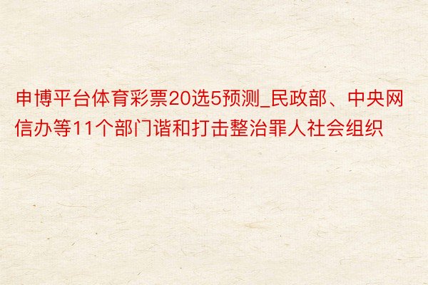 申博平台体育彩票20选5预测_民政部、中央网信办等11个部门谐和打击整治罪人社会组织